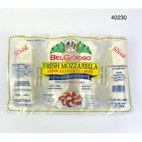 SLICED FS MOZZARELLA LOG 8 OZ/QUESO. 8/4 PACK