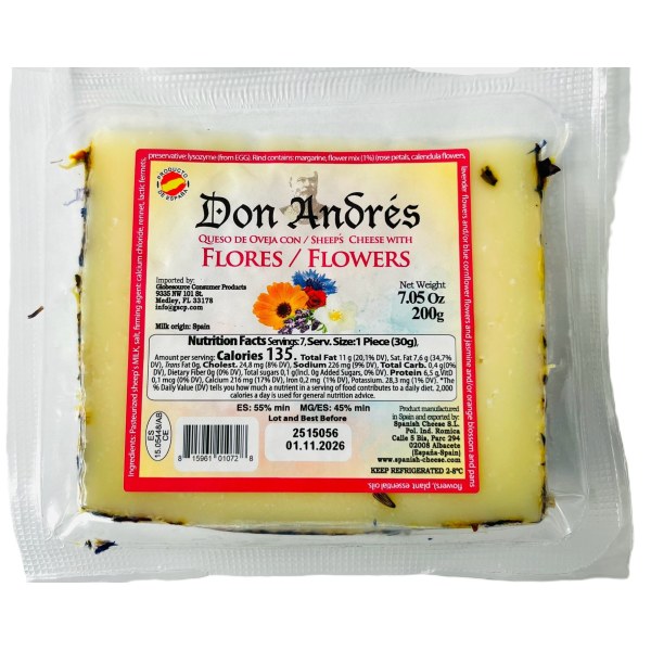 SHEEP CHEESE WEDGES W/FLOWERS/QUESO. 12/7OZ