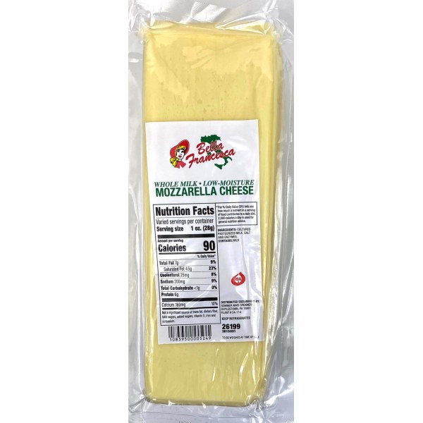 MOZZARELLA WHOLE MILK CHEESE LOAF/QUESO. 8/6LB