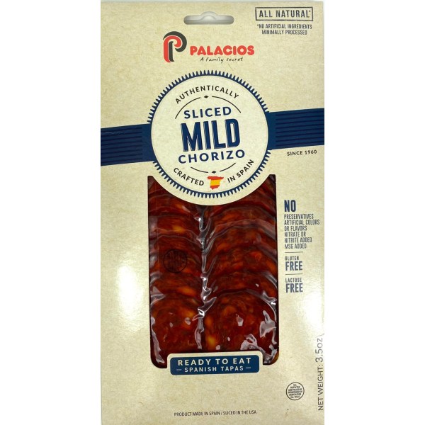 SLICED SPANISH CHORIZO. 12/3.5OZ