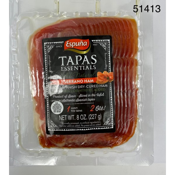SLICED SPANISH SERRANO HAM/JAMON LASCA. 10/8OZ