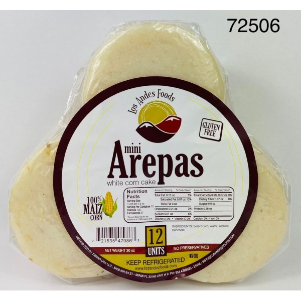 MINI WHITE CORN CAKE/AREPA. 10/30OZ