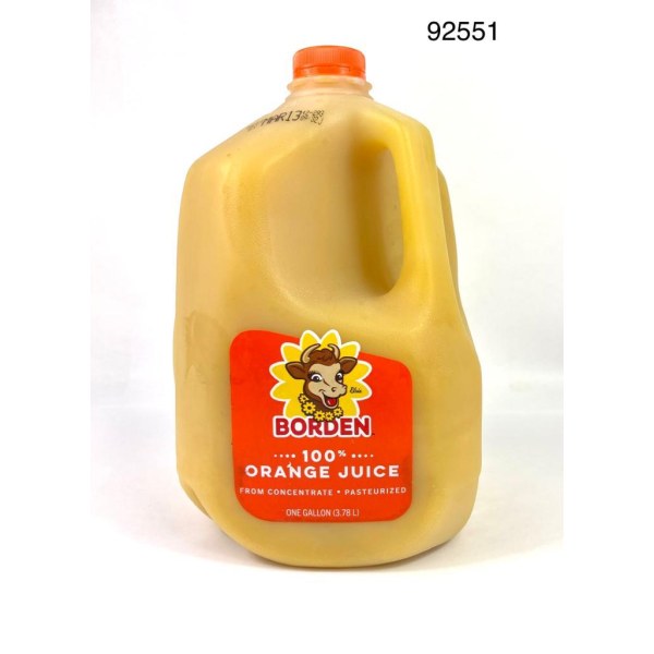 BORDEN ORANGE JUICE/JUGO NARANJA. 4/1 GAL